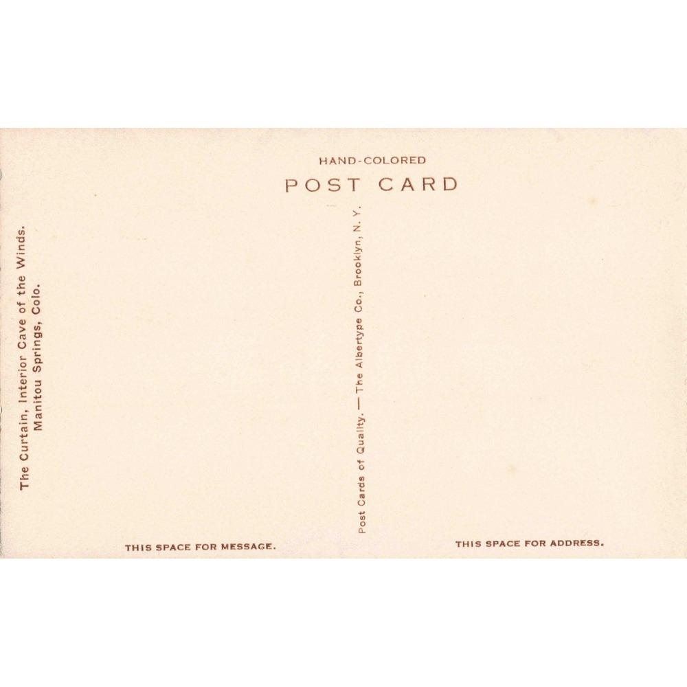 Vintage Hand-Colored Postcard Cave of the Winds Manitou Springs Colorado Curtain - Picture 2 of 2